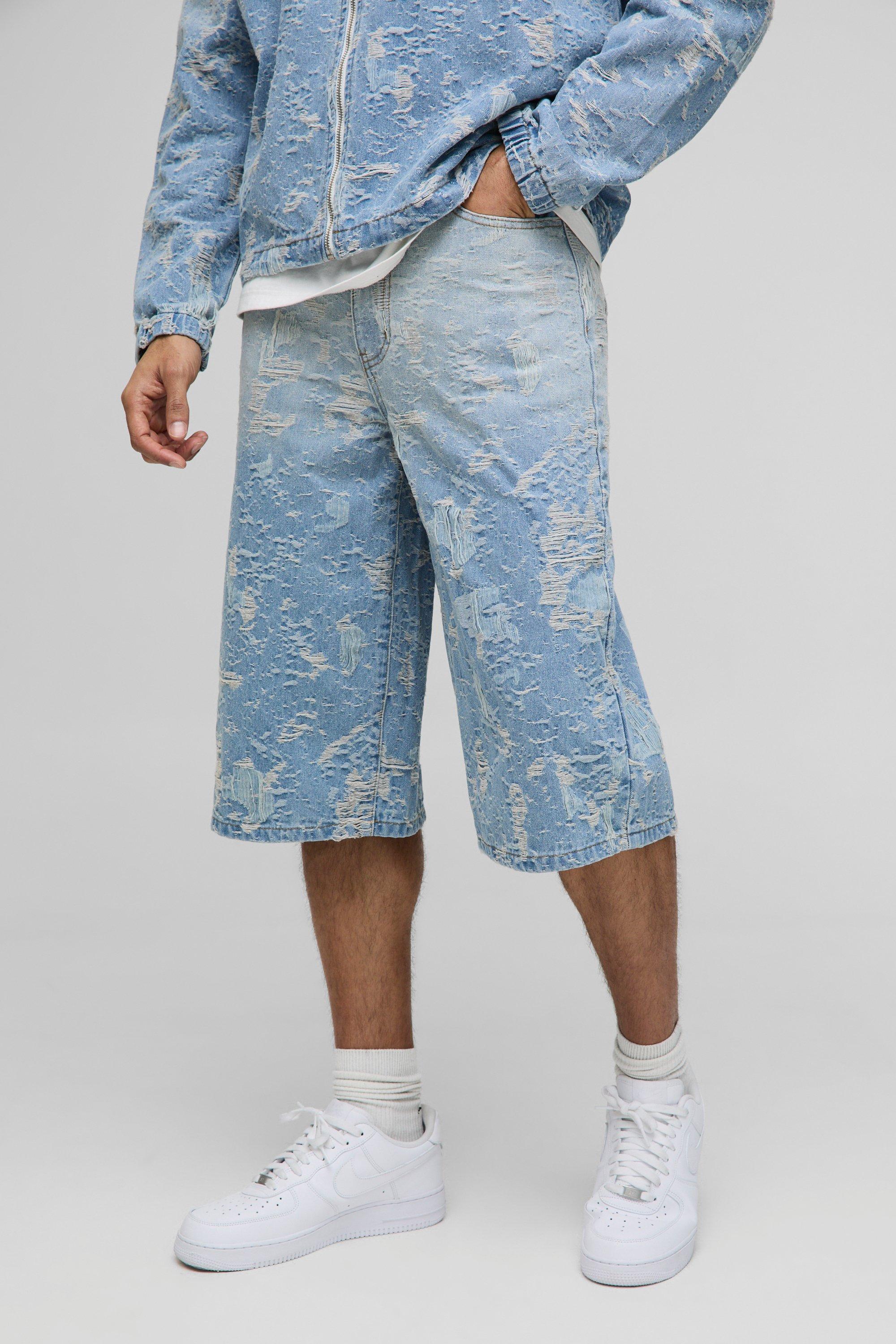Regular Distressed Denim Jorts